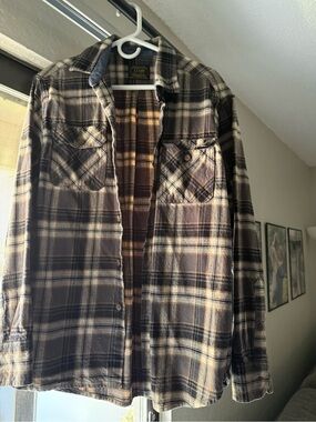 Jachs Brown and Blue Plaid Flannel Shirt
